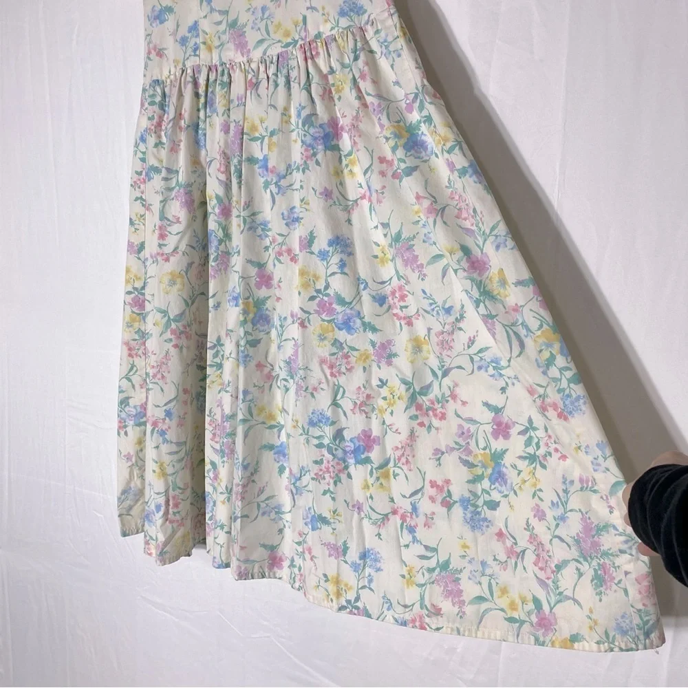 Vintage Handmade Pastel Floral Cottagecore Peasant Garden Tea Party Dress M - Picture 12 of 16